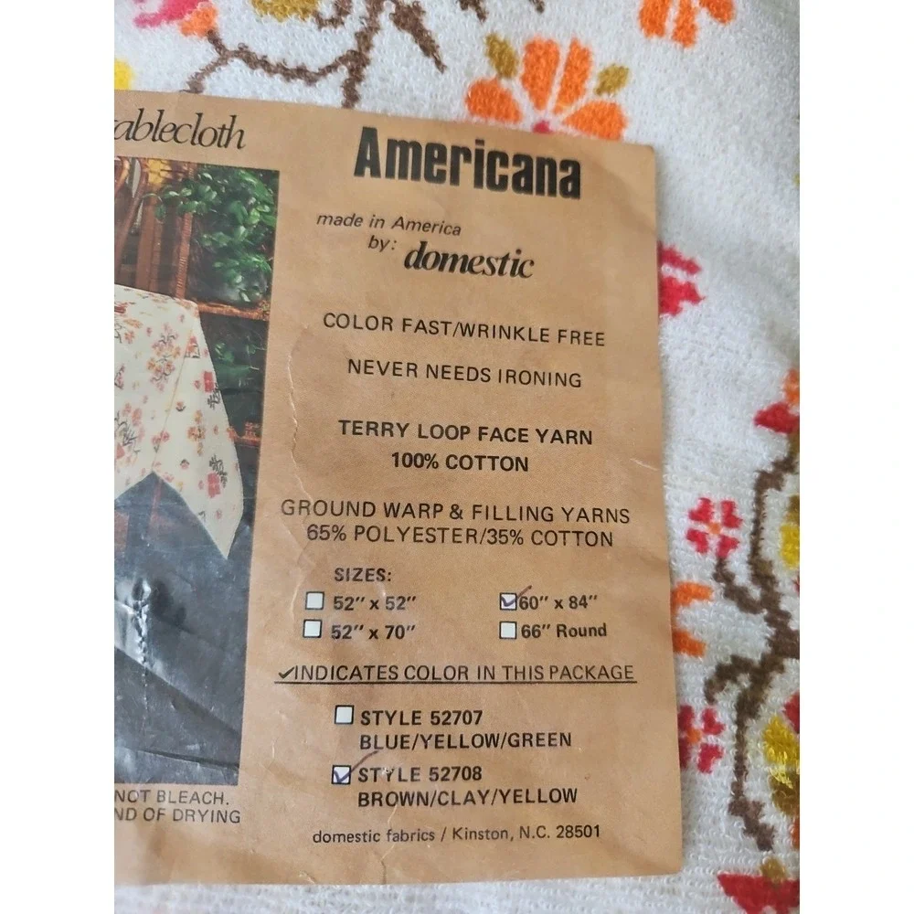 Terry‎ Bear Americana Tablecloth 60X84 by domestic Vintage Flower Power USA Made